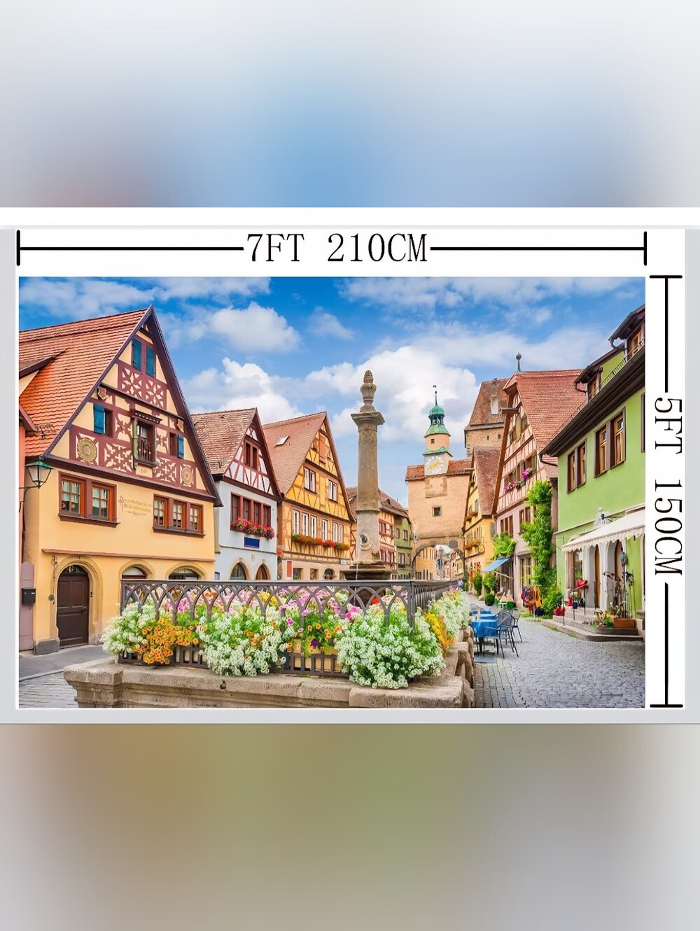Colorful German European Village Cloth Photo Backdrop Party Decor 5' X 7' EUC
